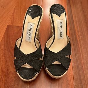 Jimmy Choo espadrille embossed black snack skin size 36